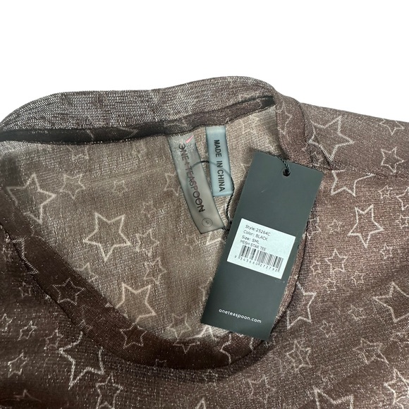 LAST CHANCE NWT One Teaspoon x Free People Mesh Sensory Star Metallic Tee s - Picture 9 of 12